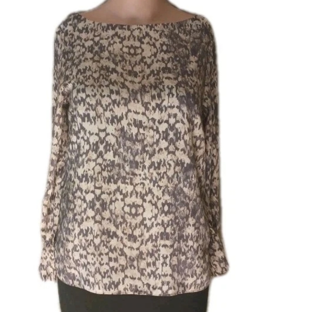 H&M womens xxs crop pullover Long Sleeve Blouse Top Shirt Brown/Tan Pre-owned